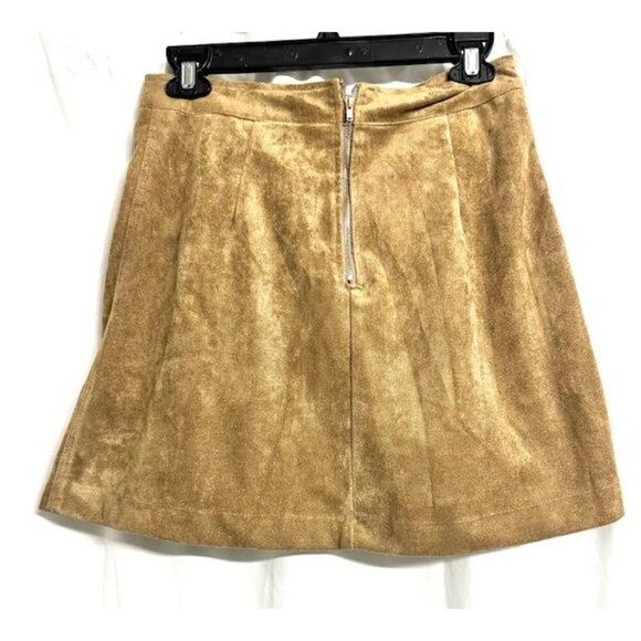 She + Sky Women Y2K Renaissance Medieval Faux Suede Camel Tone Mini Skirt Sm - Picture 3 of 6